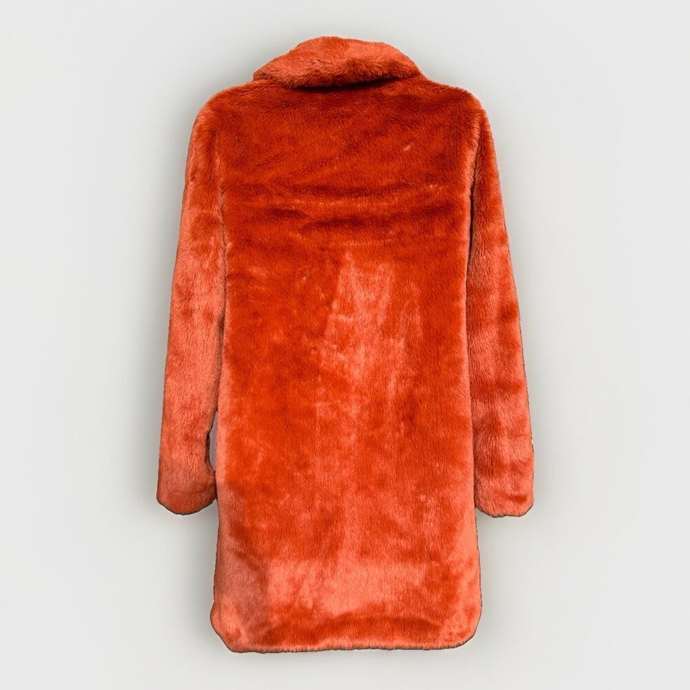Sebby Collection Faux Fur Coat Jacket Women's Sz S Burnt Orange Fall Cozy Plush - Picture 3 of 12